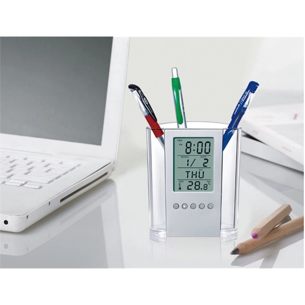 Executive Pen & Pencil Cup with Digital Calendar - Executive Pen & Pencil Cup with Digital Calendar - Image 1 of 2