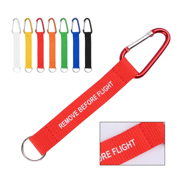 3/4" Polyester Carabiner Lanyard Keychain Strap W/ Keyring - 3/4" Polyester Carabiner Lanyard Keychain Strap W/ Keyring - Image 0 of 3