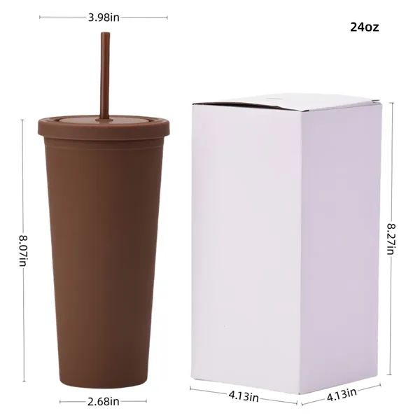 24 Oz Wide Mouth Double-Wall Straw Tumbler - 24 Oz Wide Mouth Double-Wall Straw Tumbler - Image 3 of 3