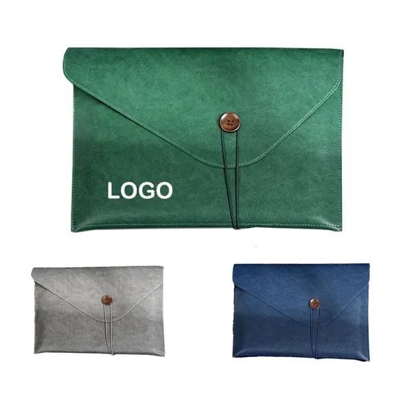 Button-Fastened Leather Document Holder - Button-Fastened Leather Document Holder - Image 0 of 1