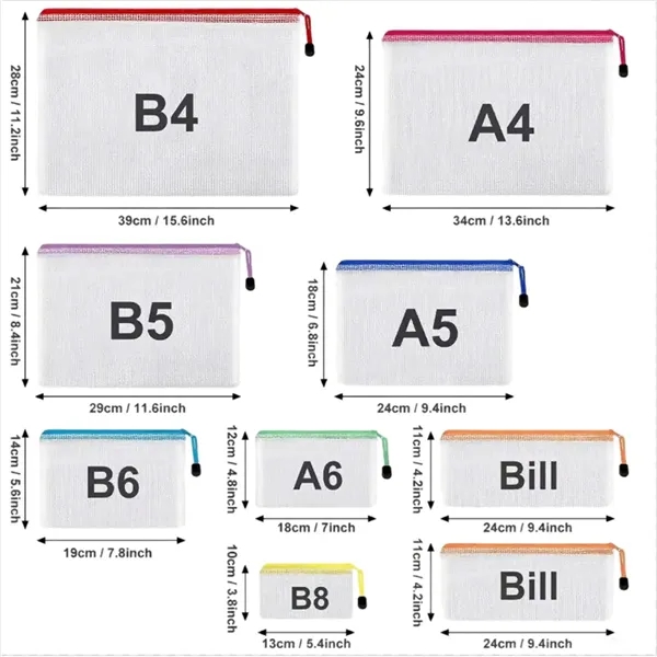 A4/A5/A6 Mesh Zipper File Bags for Documents Organization - A4/A5/A6 Mesh Zipper File Bags for Documents Organization - Image 1 of 8