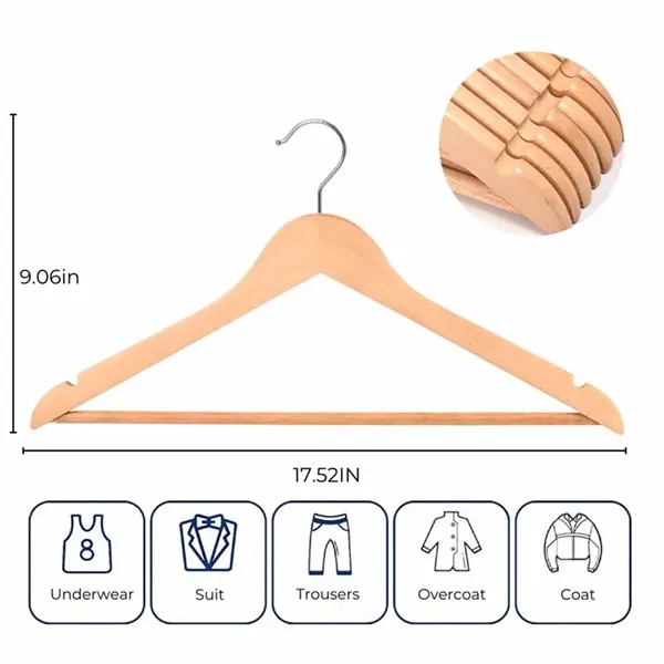Durable Non Slip Coat Solid Wood Hangers - Durable Non Slip Coat Solid Wood Hangers - Image 4 of 4