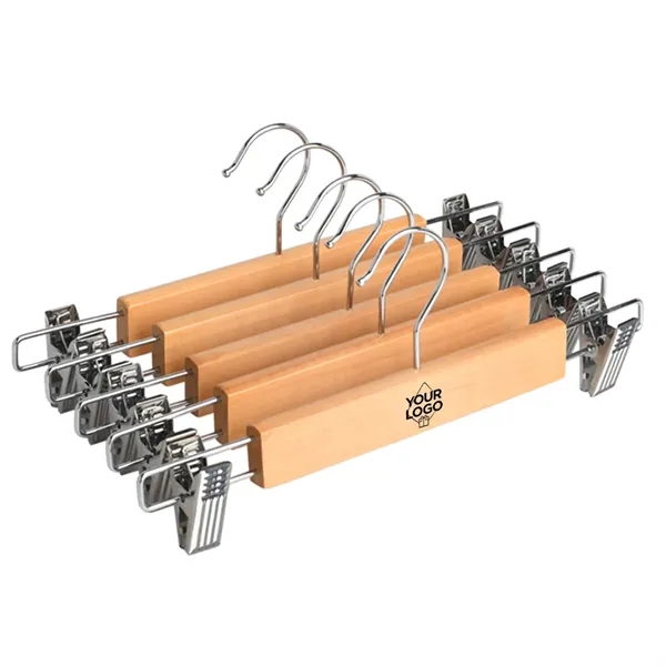 Wooden Pants Hangers with Adjustable Clips - Wooden Pants Hangers with Adjustable Clips - Image 0 of 4