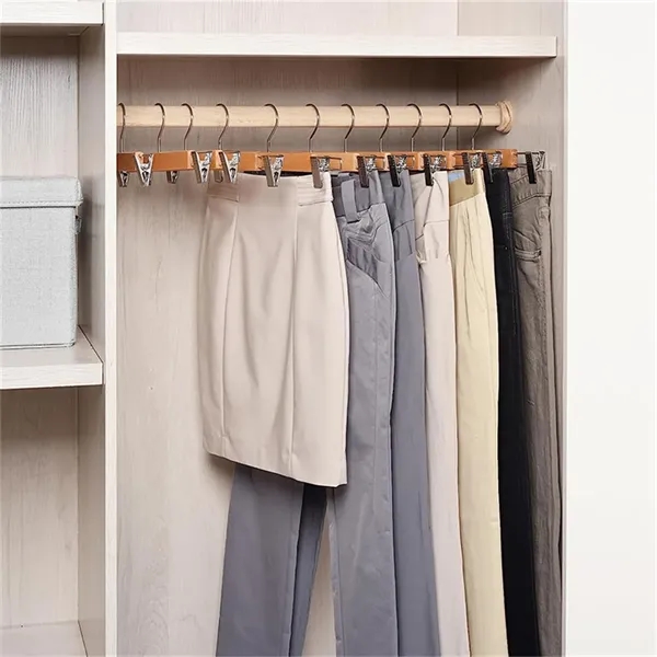 Wooden Pants Hangers with Adjustable Clips - Wooden Pants Hangers with Adjustable Clips - Image 1 of 4