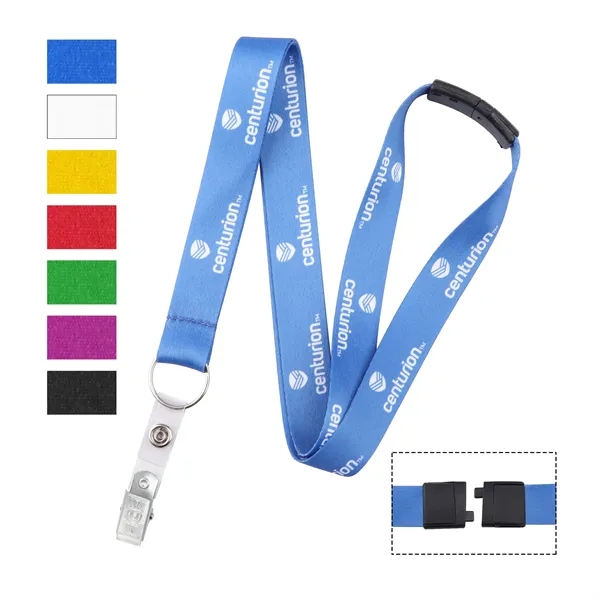 3/4" Polyester Breakaway Lanyard W/ Bulldog Clip & Ring - 3/4" Polyester Breakaway Lanyard W/ Bulldog Clip & Ring - Image 0 of 6