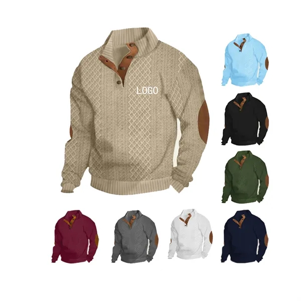 Men's Quarter Zip Pullover Quilted Sweatshirt - Men's Quarter Zip Pullover Quilted Sweatshirt - Image 0 of 5