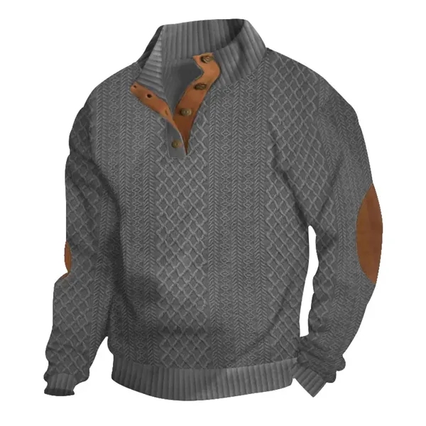 Men's Quarter Zip Pullover Quilted Sweatshirt - Men's Quarter Zip Pullover Quilted Sweatshirt - Image 3 of 5