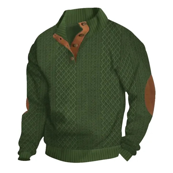 Men's Quarter Zip Pullover Quilted Sweatshirt - Men's Quarter Zip Pullover Quilted Sweatshirt - Image 4 of 5