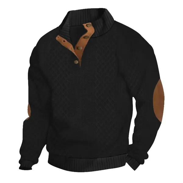 Men's Quarter Zip Pullover Quilted Sweatshirt - Men's Quarter Zip Pullover Quilted Sweatshirt - Image 5 of 5