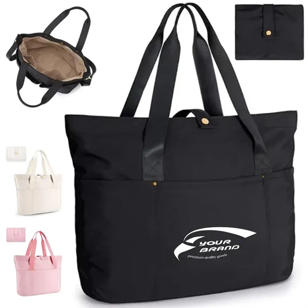 Foldable Tote Bag with Front Pocket and Carry Handles - Foldable Tote Bag with Front Pocket and Carry Handles - Image 0 of 7
