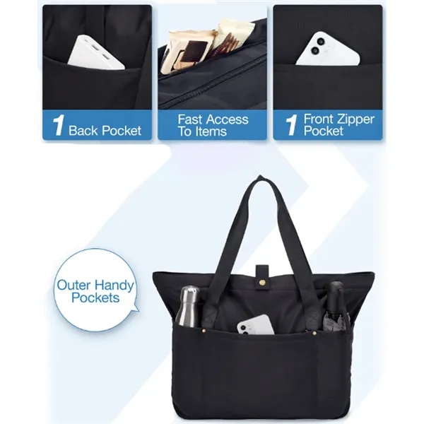 Foldable Tote Bag with Front Pocket and Carry Handles - Foldable Tote Bag with Front Pocket and Carry Handles - Image 5 of 7