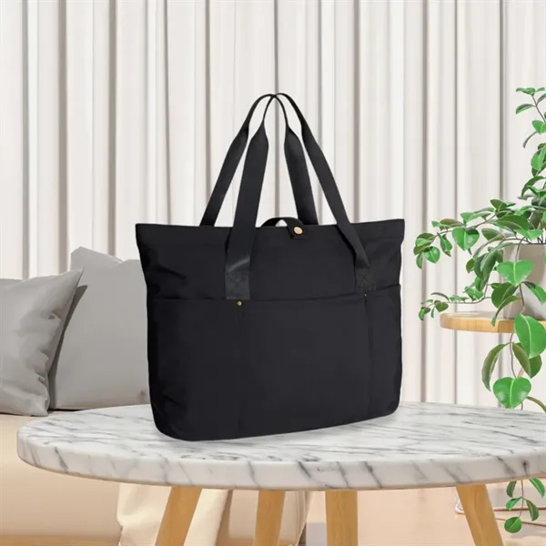 Foldable Tote Bag with Front Pocket and Carry Handles - Foldable Tote Bag with Front Pocket and Carry Handles - Image 6 of 7