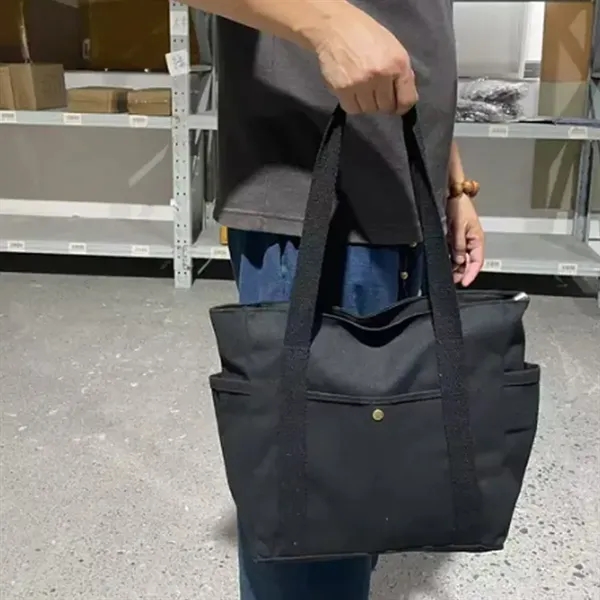 Foldable Tote Bag with Front Pocket and Carry Handles - Foldable Tote Bag with Front Pocket and Carry Handles - Image 7 of 7