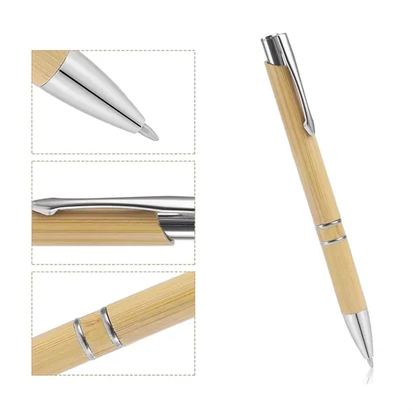 Eco Bamboo Ballpoint Pen with Metal Clip and Accents - Eco Bamboo Ballpoint Pen with Metal Clip and Accents - Image 2 of 5