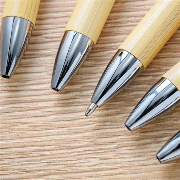 Eco Bamboo Ballpoint Pen with Metal Clip and Accents - Eco Bamboo Ballpoint Pen with Metal Clip and Accents - Image 4 of 5
