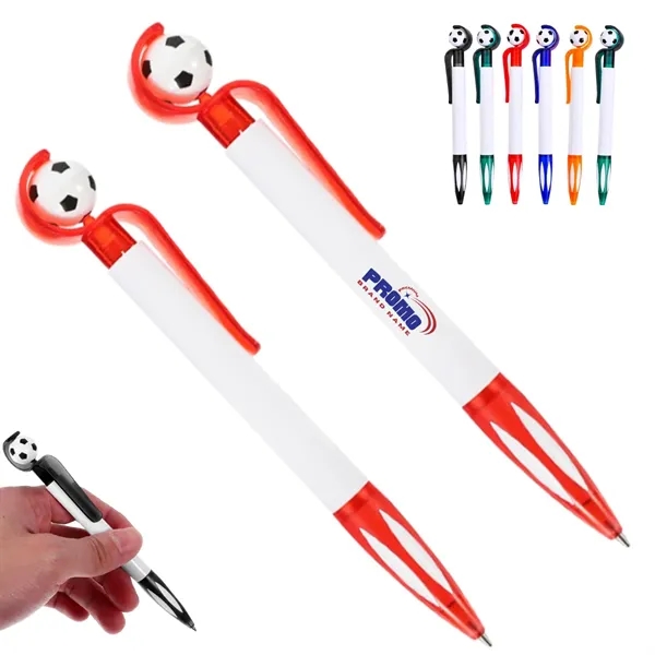 Soccer Ball Top Ballpoint Pen with Color Clip and Grip - Soccer Ball Top Ballpoint Pen with Color Clip and Grip - Image 0 of 6