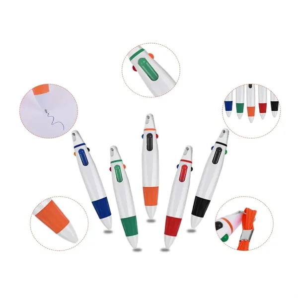 4 Color Ballpoint Pen with Lanyard for Events and Office - 4 Color Ballpoint Pen with Lanyard for Events and Office - Image 3 of 5