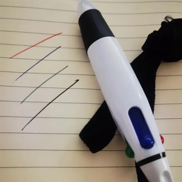 4 Color Ballpoint Pen with Lanyard for Events and Office - 4 Color Ballpoint Pen with Lanyard for Events and Office - Image 5 of 5