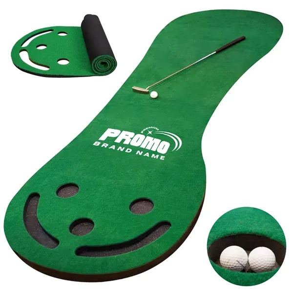 Indoor Golf Putting Mat with Return Track and Target Holes - Indoor Golf Putting Mat with Return Track and Target Holes - Image 0 of 5