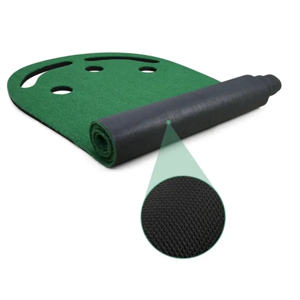 Indoor Golf Putting Mat with Return Track and Target Holes - Indoor Golf Putting Mat with Return Track and Target Holes - Image 3 of 5