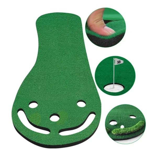 Indoor Golf Putting Mat with Return Track and Target Holes - Indoor Golf Putting Mat with Return Track and Target Holes - Image 4 of 5