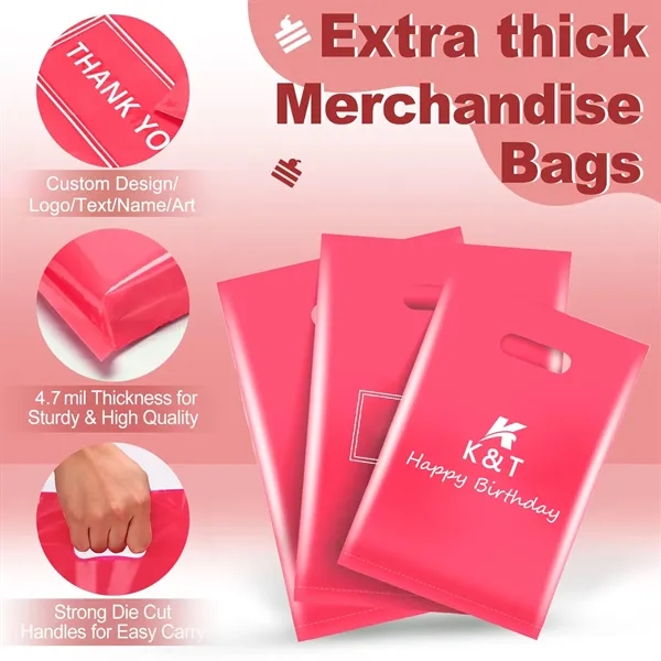 Die Cut Handle Plastic Merchandise Boutique Bag Apparel gift - Die Cut Handle Plastic Merchandise Boutique Bag Apparel gift - Image 1 of 24