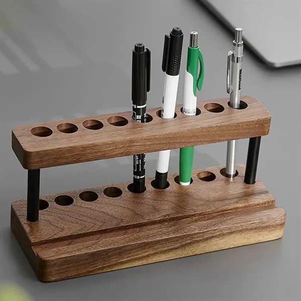 Wooden Desk Organizer with Pen Holder and Phone Stand - Wooden Desk Organizer with Pen Holder and Phone Stand - Image 3 of 6