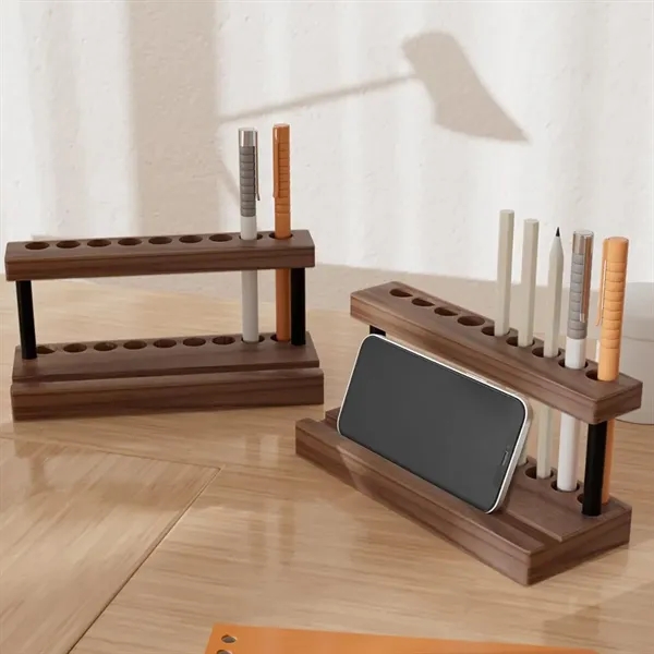 Wooden Desk Organizer with Pen Holder and Phone Stand - Wooden Desk Organizer with Pen Holder and Phone Stand - Image 5 of 6