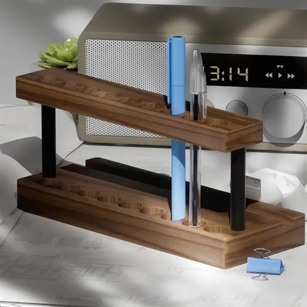 Wooden Desk Organizer with Pen Holder and Phone Stand - Wooden Desk Organizer with Pen Holder and Phone Stand - Image 6 of 6