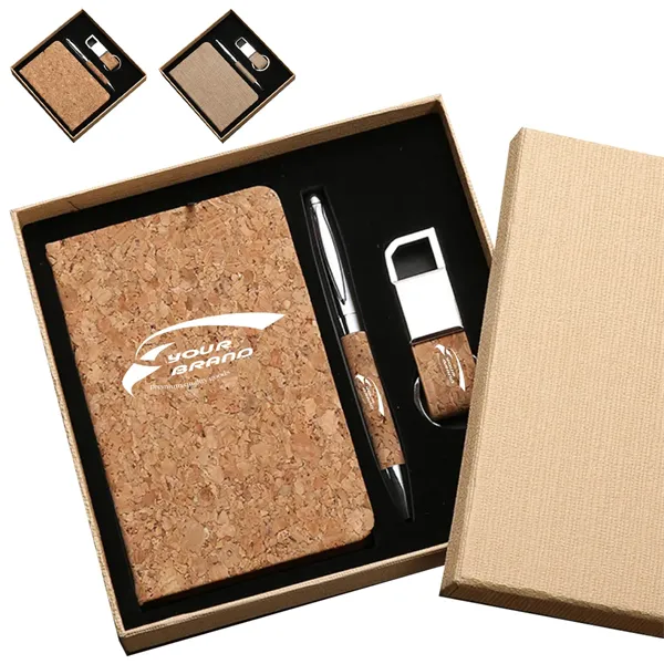 Cork Eco Gift Set with Notebook Pen and Keychain - Cork Eco Gift Set with Notebook Pen and Keychain - Image 0 of 5