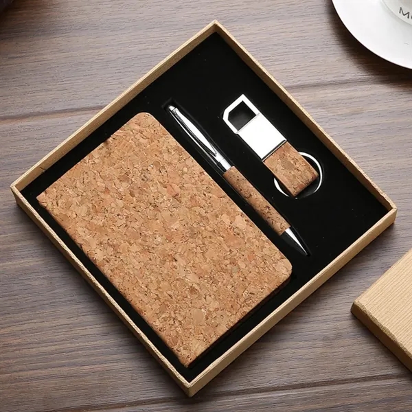 Cork Eco Gift Set with Notebook Pen and Keychain - Cork Eco Gift Set with Notebook Pen and Keychain - Image 3 of 5