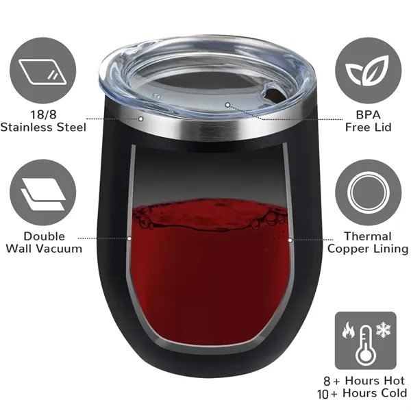 12oz Wine Tumbler Glasses with Lid - 12oz Wine Tumbler Glasses with Lid - Image 2 of 6
