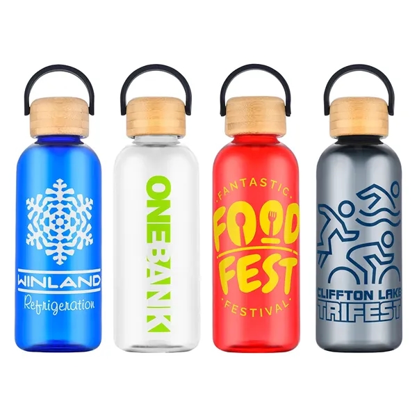 Sanzio 21 oz RPET Bottle with Bamboo Lid - Sanzio 21 oz RPET Bottle with Bamboo Lid - Image 0 of 4