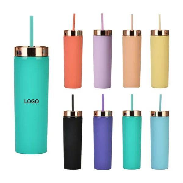 Champagne Gold Lid 16 Oz Double Wall Straw Tumbler - Champagne Gold Lid 16 Oz Double Wall Straw Tumbler - Image 0 of 4