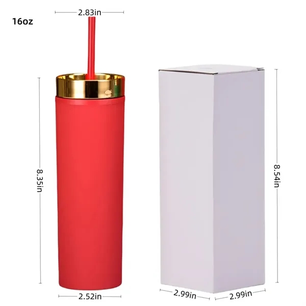 Champagne Gold Lid 16 Oz Double Wall Straw Tumbler - Champagne Gold Lid 16 Oz Double Wall Straw Tumbler - Image 2 of 4