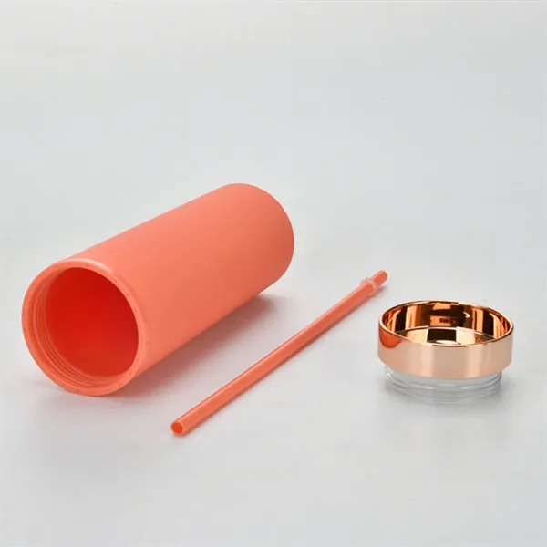 Champagne Gold Lid 16 Oz Double Wall Straw Tumbler - Champagne Gold Lid 16 Oz Double Wall Straw Tumbler - Image 3 of 4