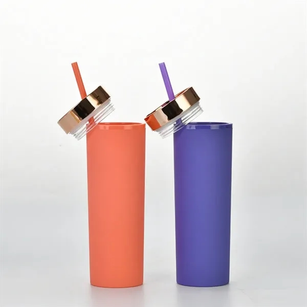 Champagne Gold Lid 16 Oz Double Wall Straw Tumbler - Champagne Gold Lid 16 Oz Double Wall Straw Tumbler - Image 4 of 4