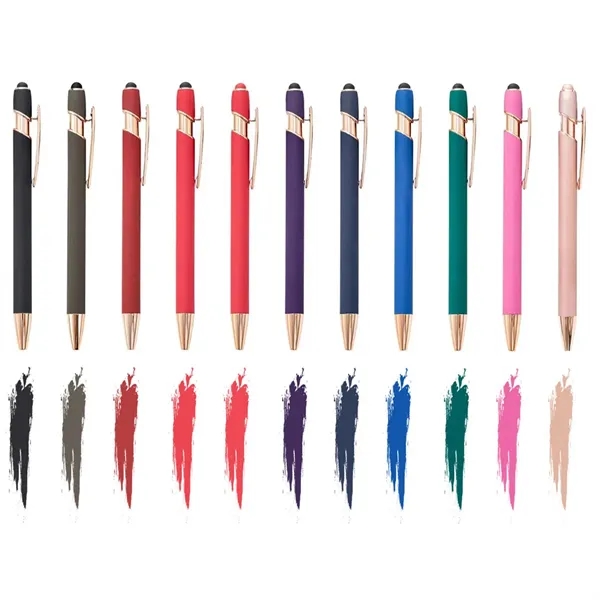Aluminum Touch Stylus Ballpoint Pen with Rose Gold Trim - Aluminum Touch Stylus Ballpoint Pen with Rose Gold Trim - Image 2 of 5