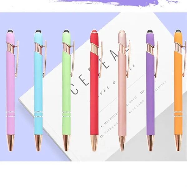 Aluminum Touch Stylus Ballpoint Pen with Rose Gold Trim - Aluminum Touch Stylus Ballpoint Pen with Rose Gold Trim - Image 4 of 5