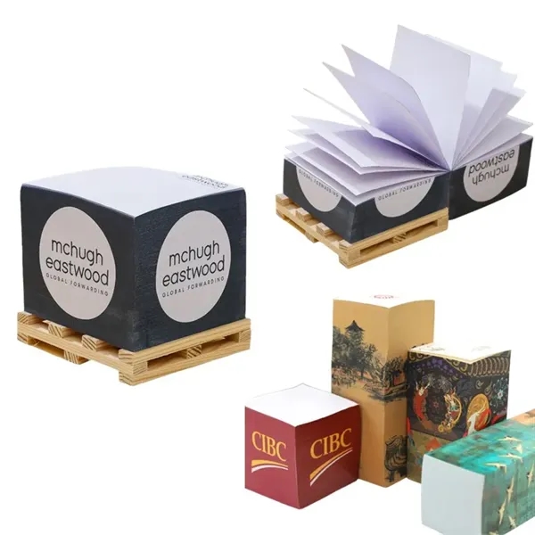 Custom Paper Brick Sticky Note Pad with Wooden Base - Custom Paper Brick Sticky Note Pad with Wooden Base - Image 0 of 5