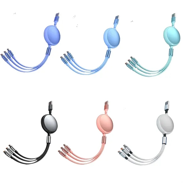 Multi 3-in-1 Retractable 100W Fast Charging Cable - Multi 3-in-1 Retractable 100W Fast Charging Cable - Image 2 of 6