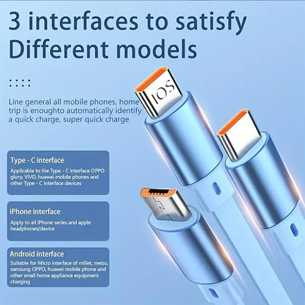 Multi 3-in-1 Retractable 100W Fast Charging Cable - Multi 3-in-1 Retractable 100W Fast Charging Cable - Image 3 of 6