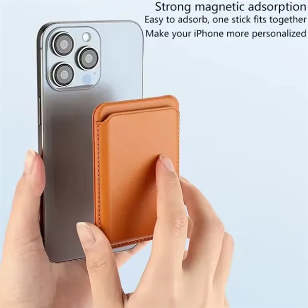 Magnetic Leather Card Wallet with Stand for Phone Back - Magnetic Leather Card Wallet with Stand for Phone Back - Image 4 of 6