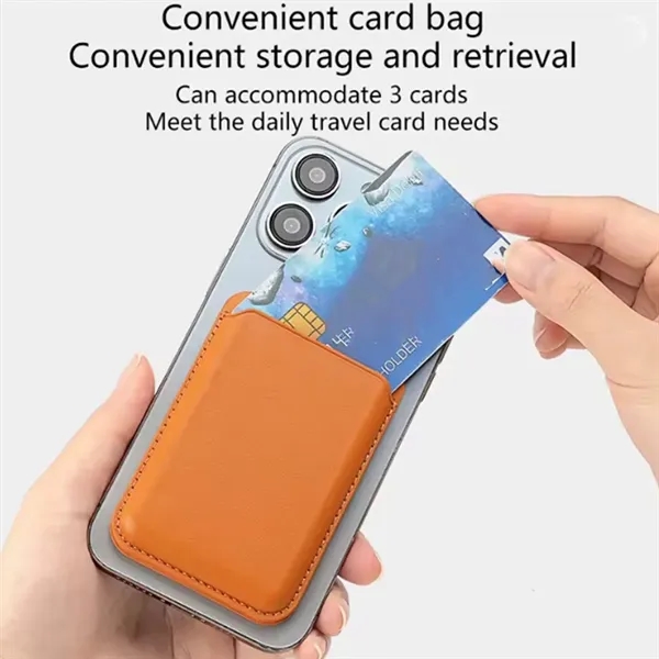 Magnetic Leather Card Wallet with Stand for Phone Back - Magnetic Leather Card Wallet with Stand for Phone Back - Image 5 of 6