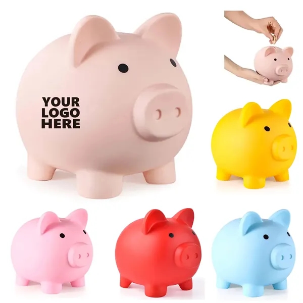 Plastic Pig-Shaped Coin Bank - Plastic Pig-Shaped Coin Bank - Image 0 of 5
