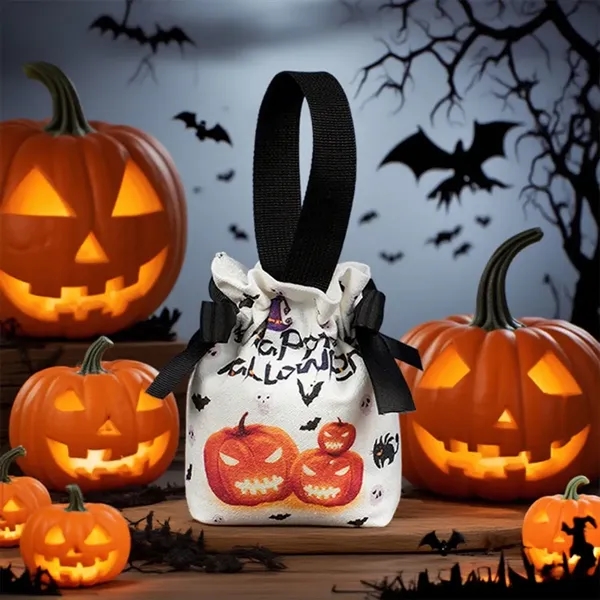 Halloween Canvas Pumpkin Tote Bag Candy Trick or Treat Prop - Halloween Canvas Pumpkin Tote Bag Candy Trick or Treat Prop - Image 4 of 4