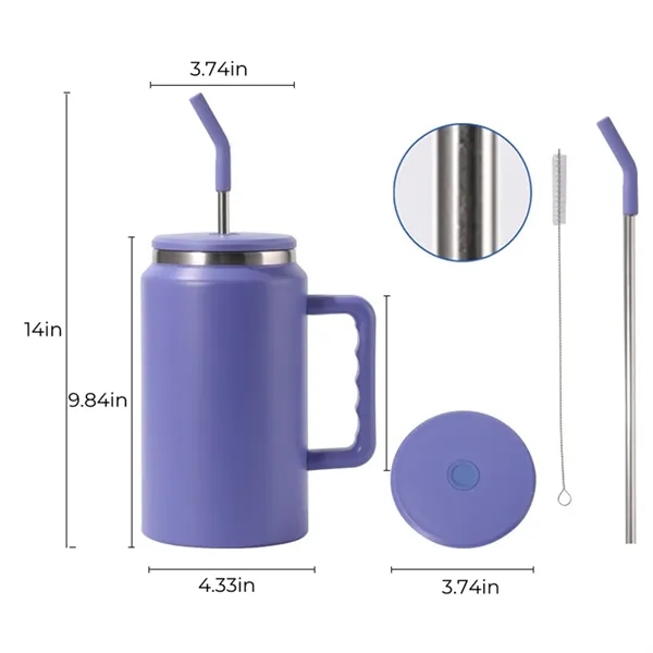 50oz Insulated Tumbler with Straw and Handle - 50oz Insulated Tumbler with Straw and Handle - Image 2 of 8