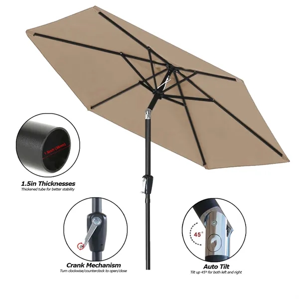 7.5' Black Aluminum Market Umbrella w/ Crank & Auto - 7.5' Black Aluminum Market Umbrella w/ Crank & Auto - Image 1 of 4