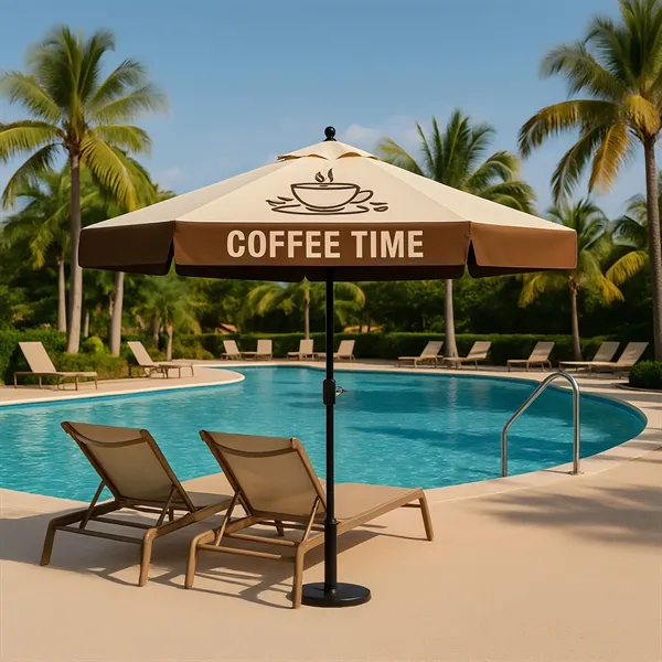 7.5' Black Aluminum Market Umbrella w/ Crank & Auto - 7.5' Black Aluminum Market Umbrella w/ Crank & Auto - Image 3 of 4