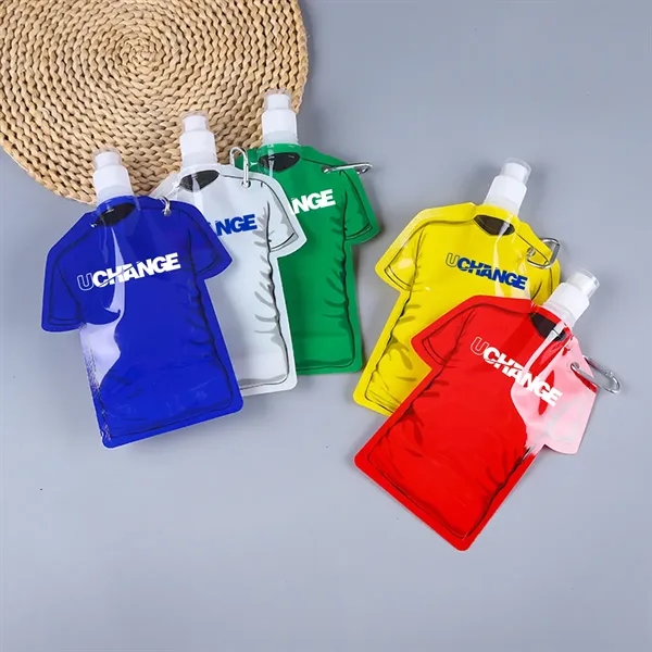 T Shirt Shaped Collapsible Water Bottle With Carabiner - T Shirt Shaped Collapsible Water Bottle With Carabiner - Image 4 of 5